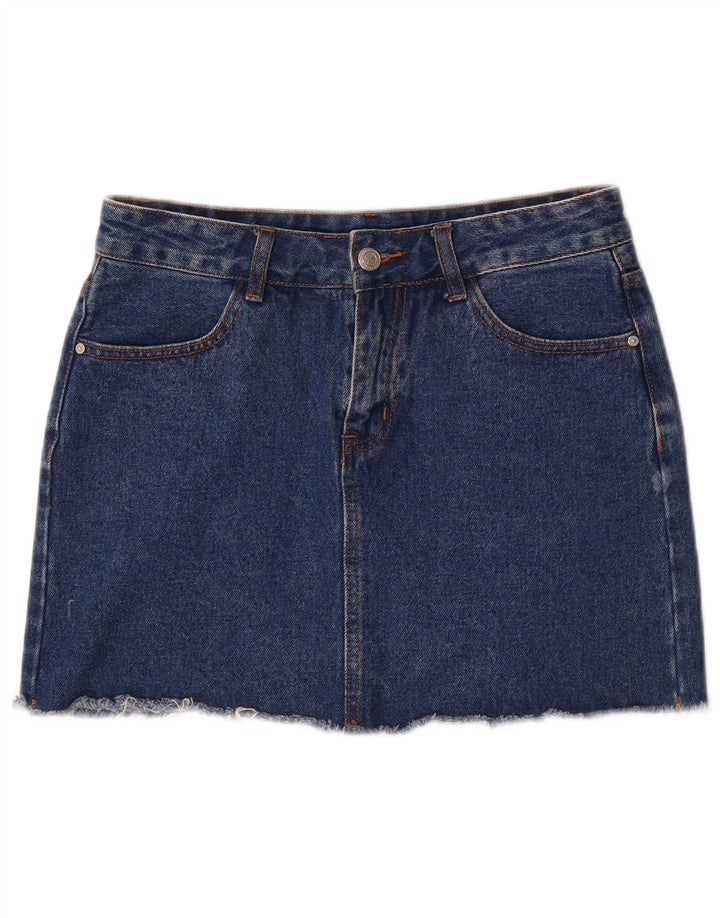 Mini saia jeans feminina vintage médio W28 algodão azul