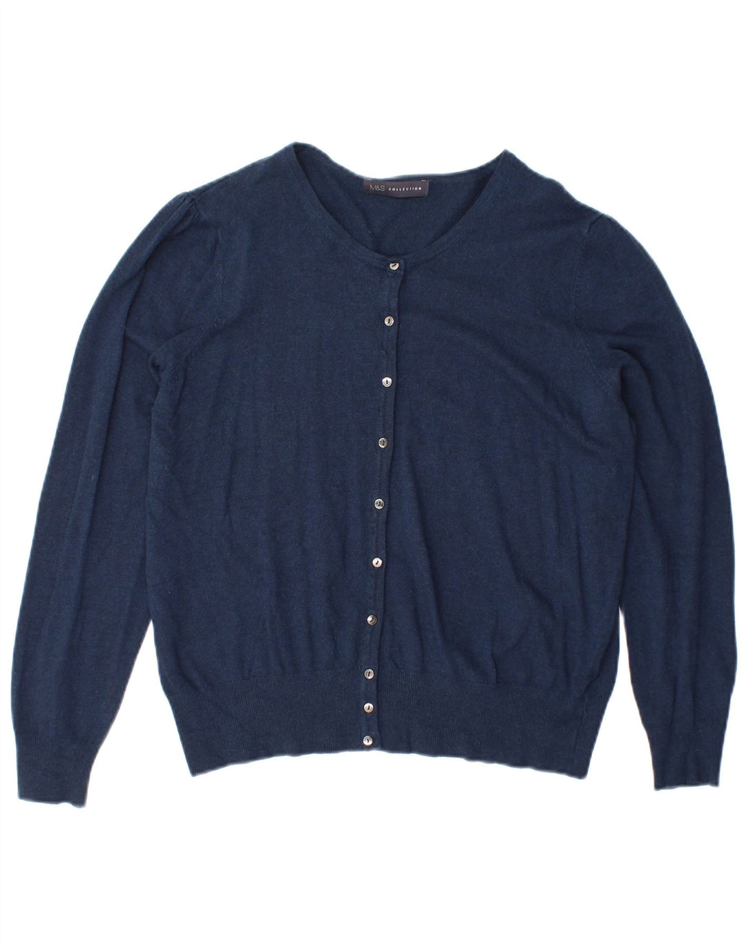 Suéter cardigã feminino Marks & Spencer Reino Unido 14 grande azul marinho