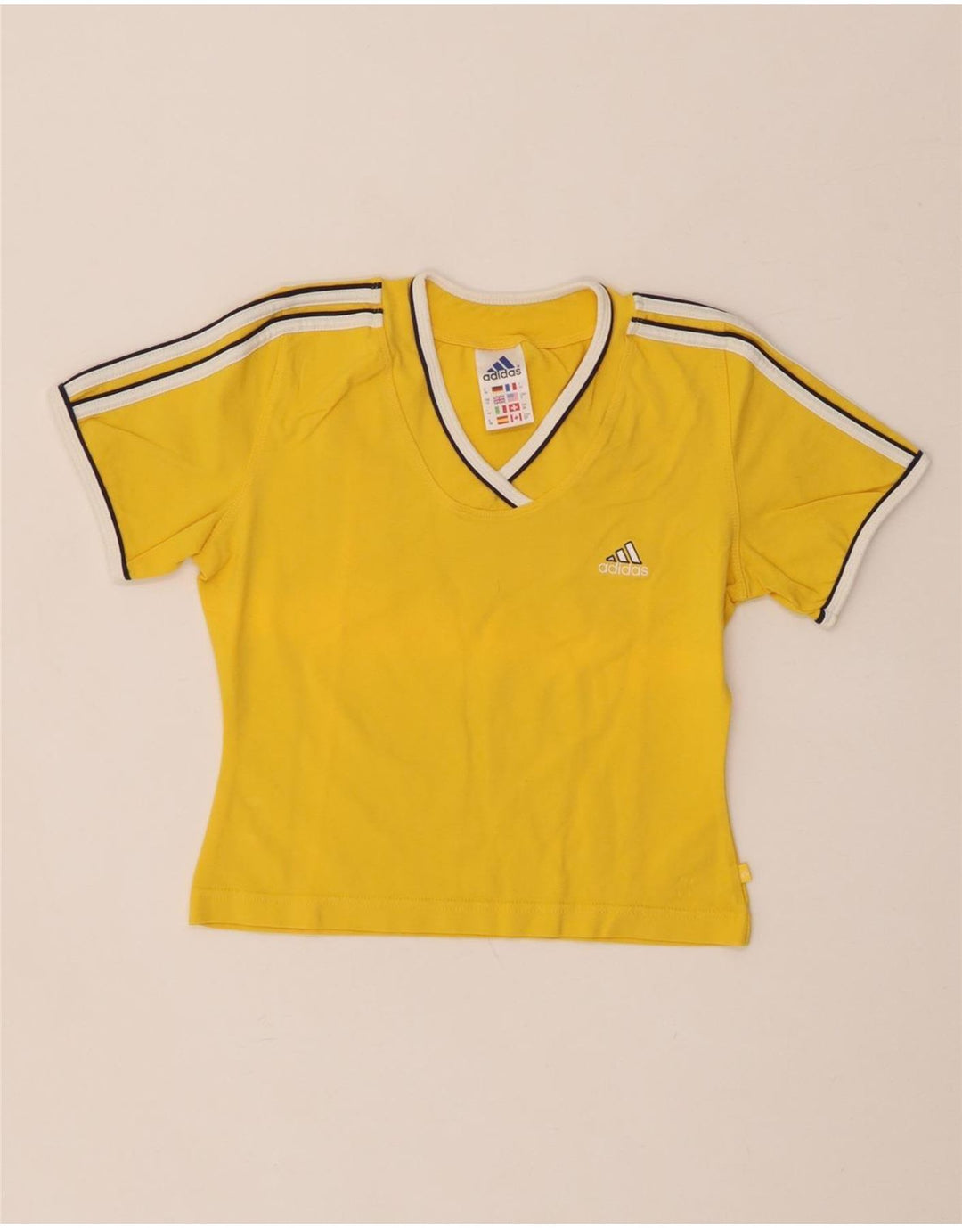 Camiseta Adidas Feminina Crop Top UK 12 Médio Algodão Amarelo