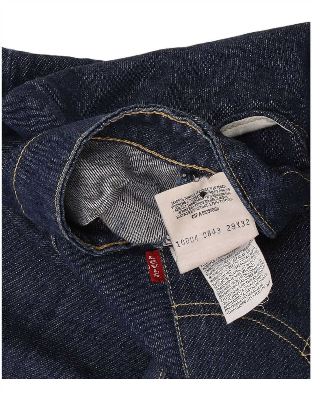 Jeans retos masculinos Levi's W29 L32 algodão azul marinho