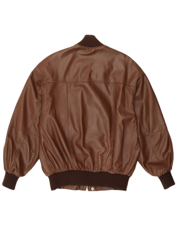 Jaqueta de couro masculina VINTAGE Reino Unido 36 pequena couro marrom