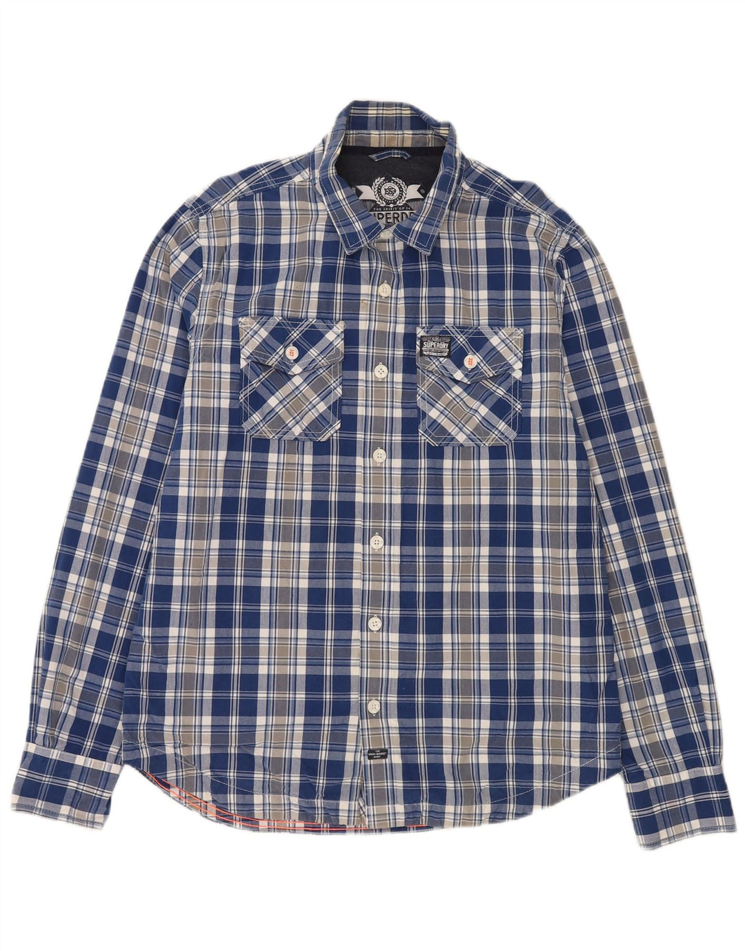 Camisa masculina Superdry 2XL algodão xadrez azul