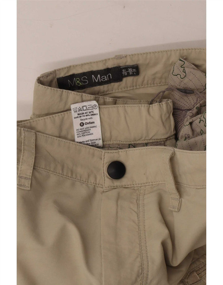 Calça cargo reta masculina Marks & Spencer W36 L31 algodão bege