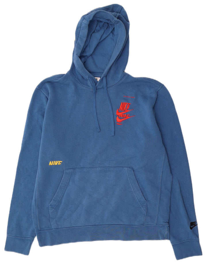 Jumper com capuz gráfico masculino Nike médio azul algodão