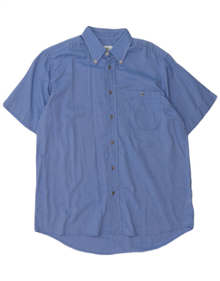 Camisa masculina Lacoste manga curta tamanho 40 algodão azul médio
