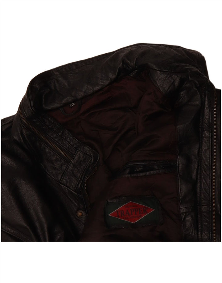 Jaqueta de couro masculina TRAPPER EU 52 XL couro preto