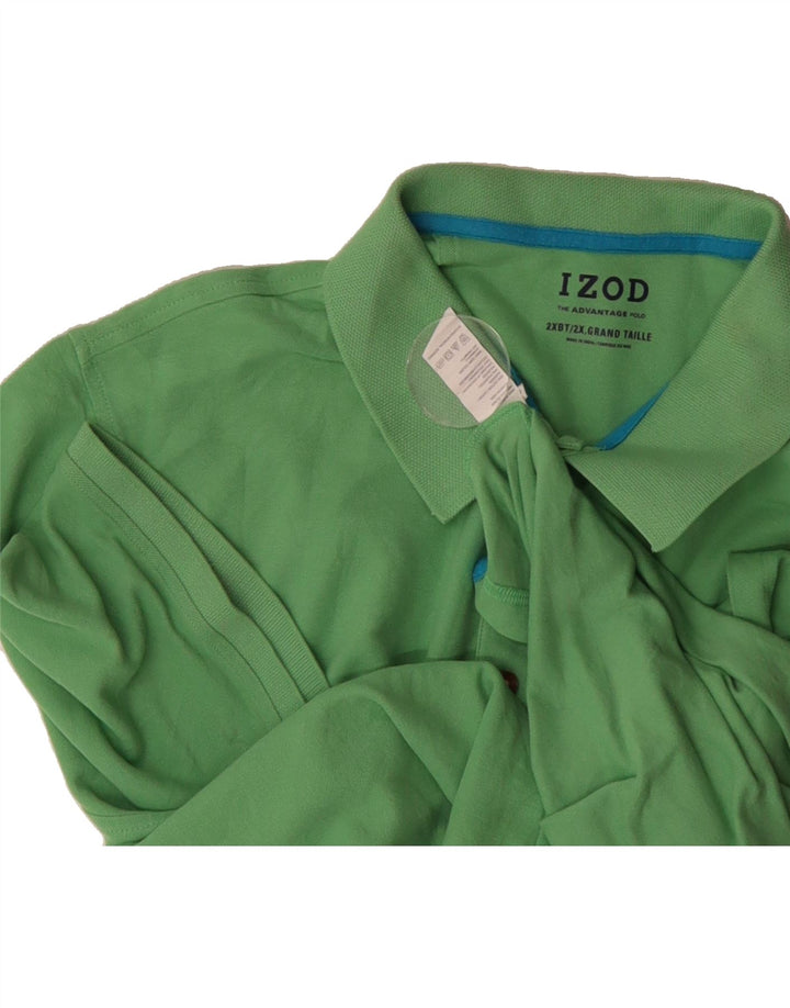 IZOD Mens Big & Tall Polo Shirt 2XL Green Cotton Vintage Izod and Second-Hand Izod from Messina Hembry 