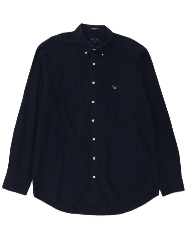 Camisa regular masculina Gant XL azul marinho algodão