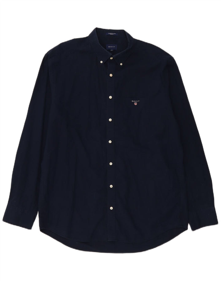 Camisa regular masculina Gant XL azul marinho algodão
