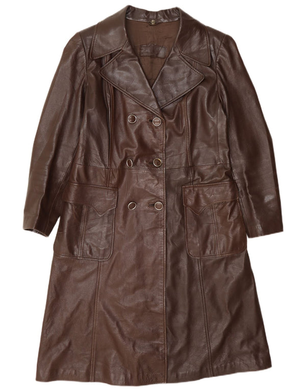 Vintage Womens Leather Coat IT 48 XL Burgundy