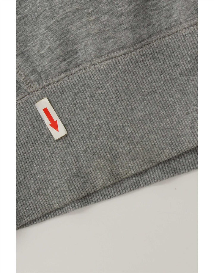 Suéter masculino Nike com capuz e zíper cinza médio algodão manchado