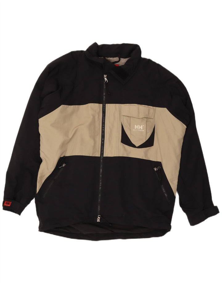 Jaqueta corta-vento masculina HELLY HANSEN Reino Unido 40 grande bloco colorido preto de nylon