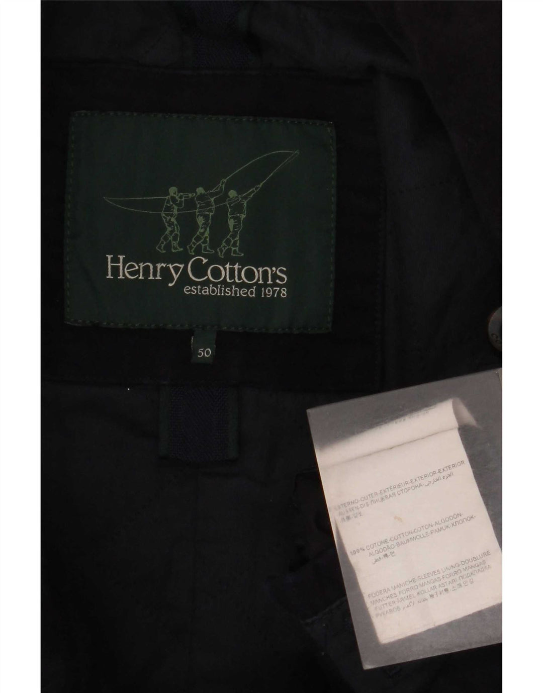 Henry Cottons Mens Pea Coat IT 50 Grande Algodão Azul Marinho