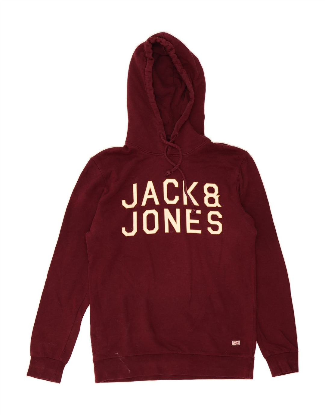 JACK & JONES Mens Graphic Hoodie Jumper Large Burgundy Cotton Vintage Jack & Jones and Second-Hand Jack & Jones from Messina Hembry 