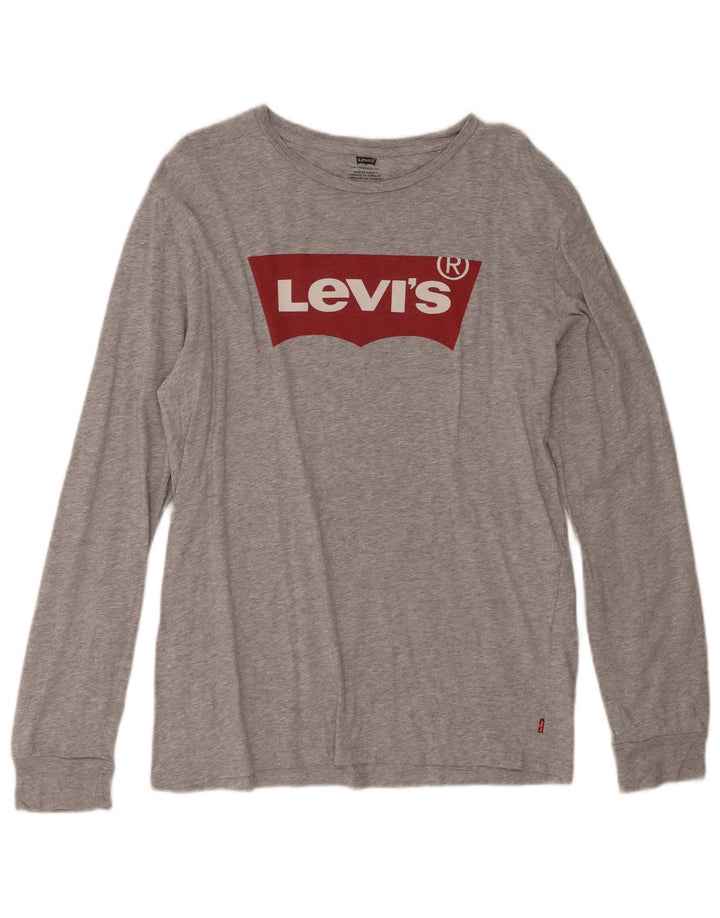 Top gráfico masculino LEVI'S manga comprida algodão cinza médio