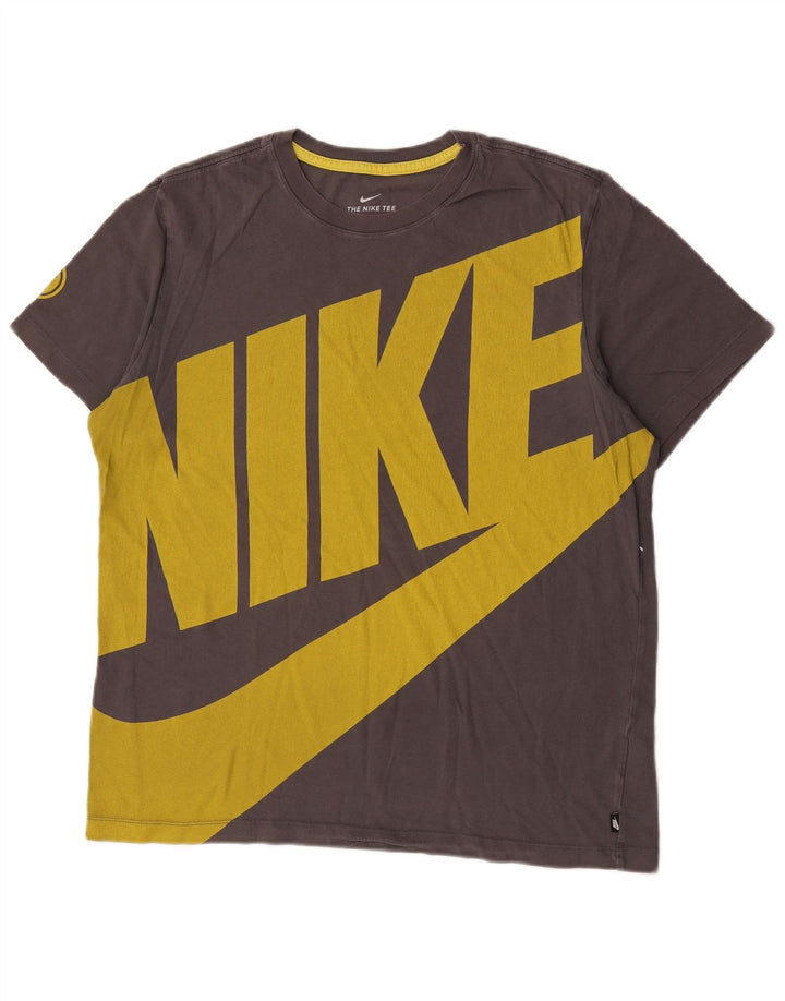 Camiseta gráfica masculina NIKE Top grande algodão cinza