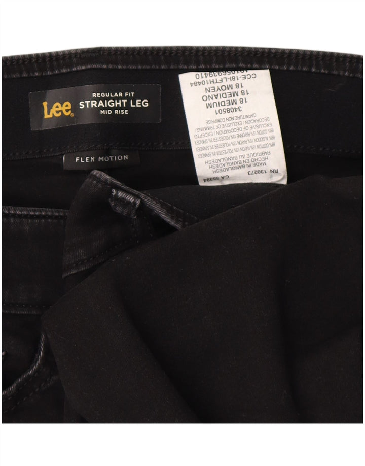 Lee Jeans feminino de cintura média reta EUA 18 2XL W38 L30 algodão preto