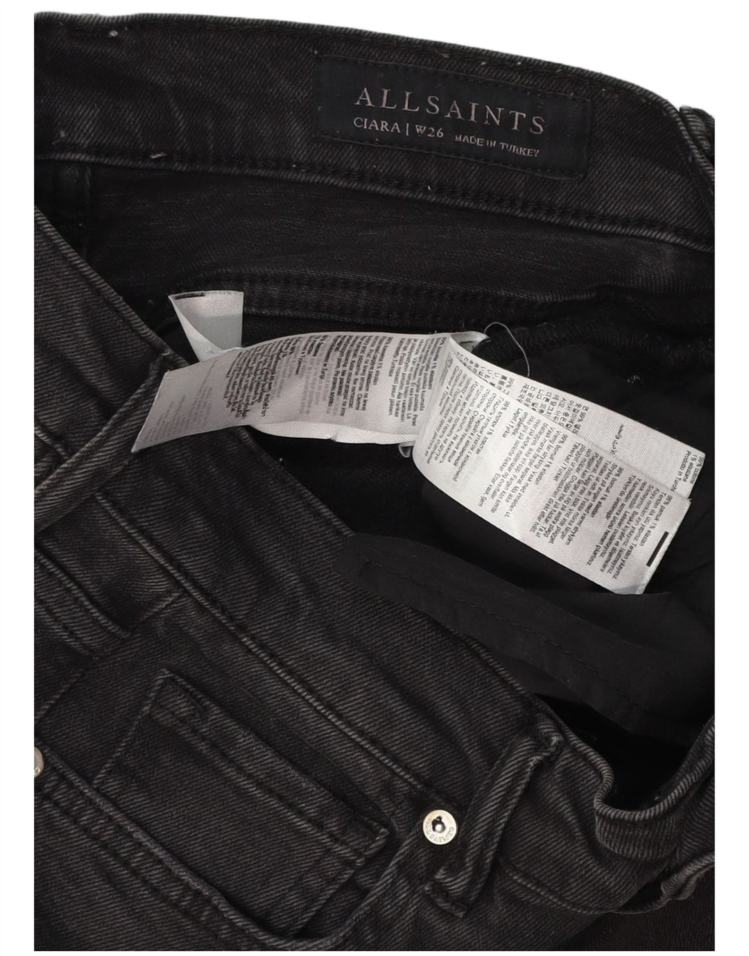 Calça jeans bootcut feminina ALL SAINTS W26 L30 algodão preto