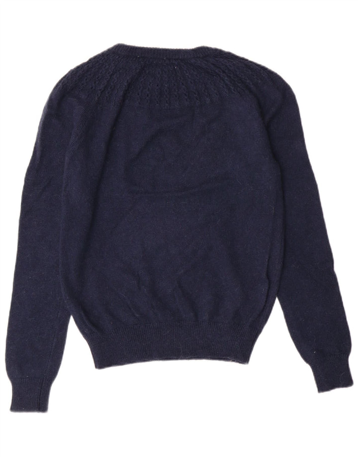 JACK WILLS Suéter feminino com gola redonda, Reino Unido 10 pequeno azul marinho