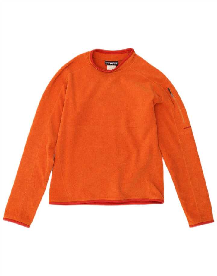 Pulôver de lã feminino Patagonia UK 10 pequeno poliéster laranja