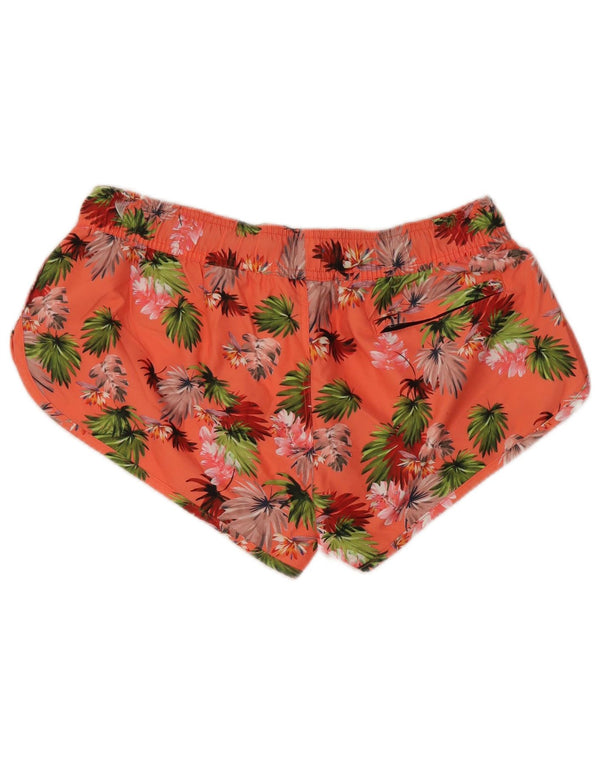 Shorts de natação feminino Superdry UK 12 poliéster floral rosa médio
