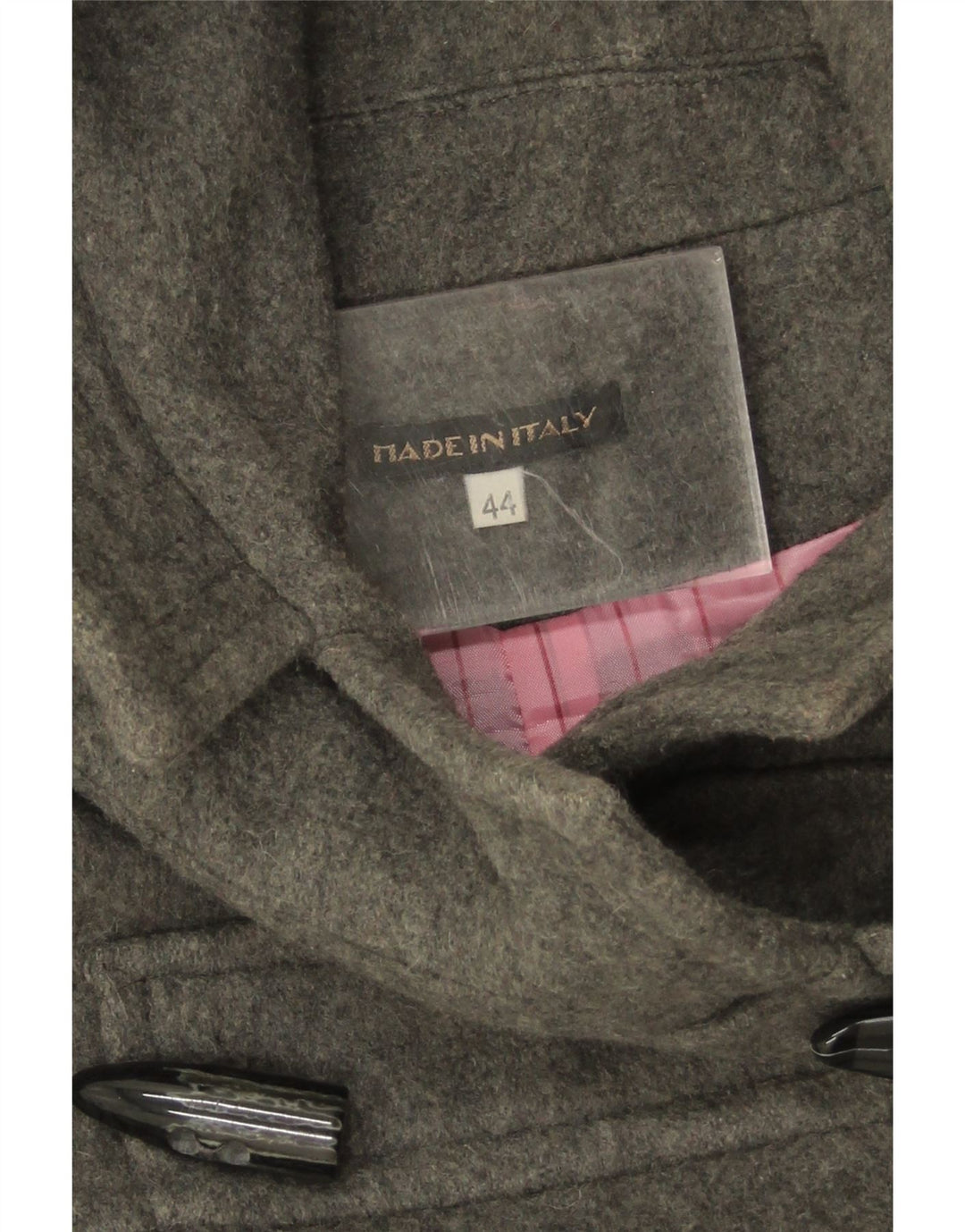 Casaco Duffle feminino vintage com capuz IT 44 lã cinza médio