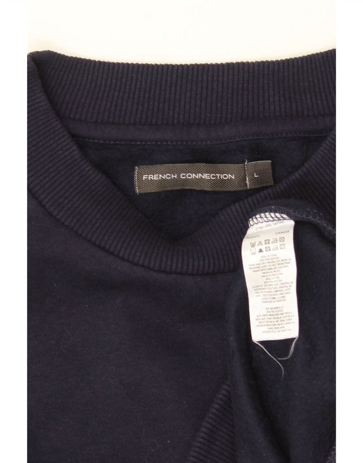 FRENCH CONNECTION Suéter gráfico feminino UK 16 grande azul marinho