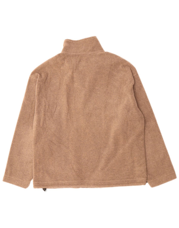 Suéter de lã feminino Think Pink com zíper e gola UK 14 poliéster marrom médio