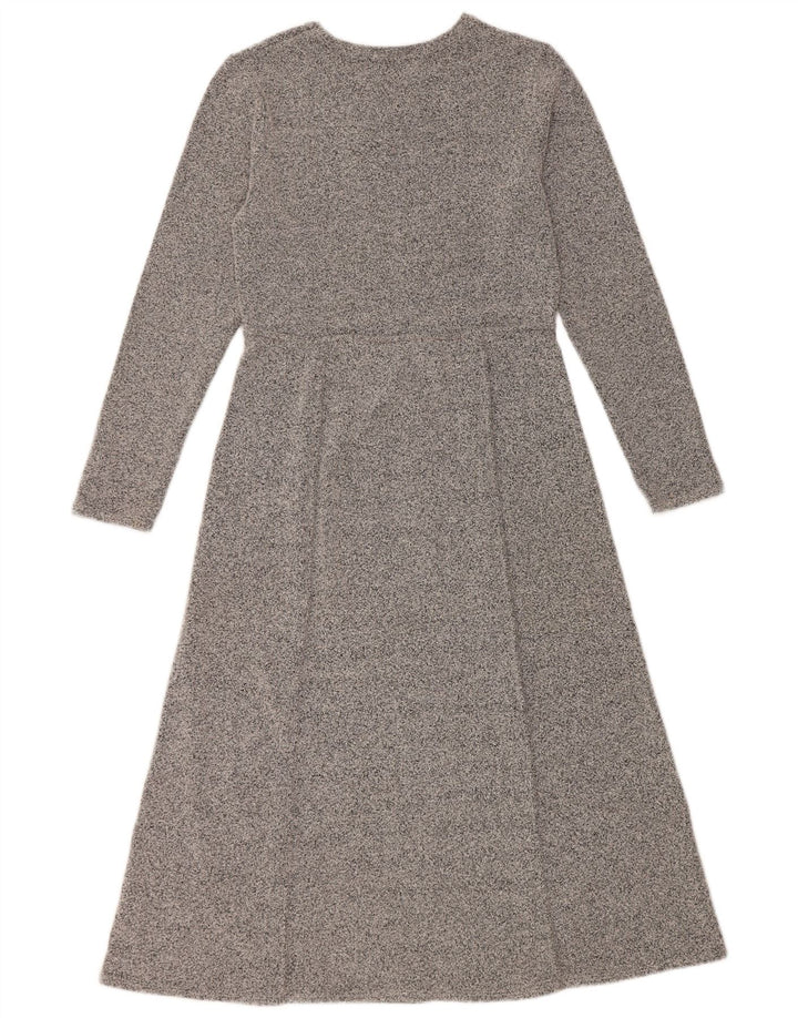 Vestido feminino Zara manga comprida linha A UK 12 cinza médio manchado