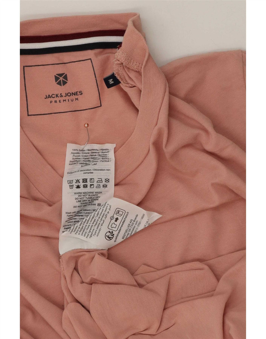 Camiseta gráfica masculina Jack & Jones Top médio algodão rosa