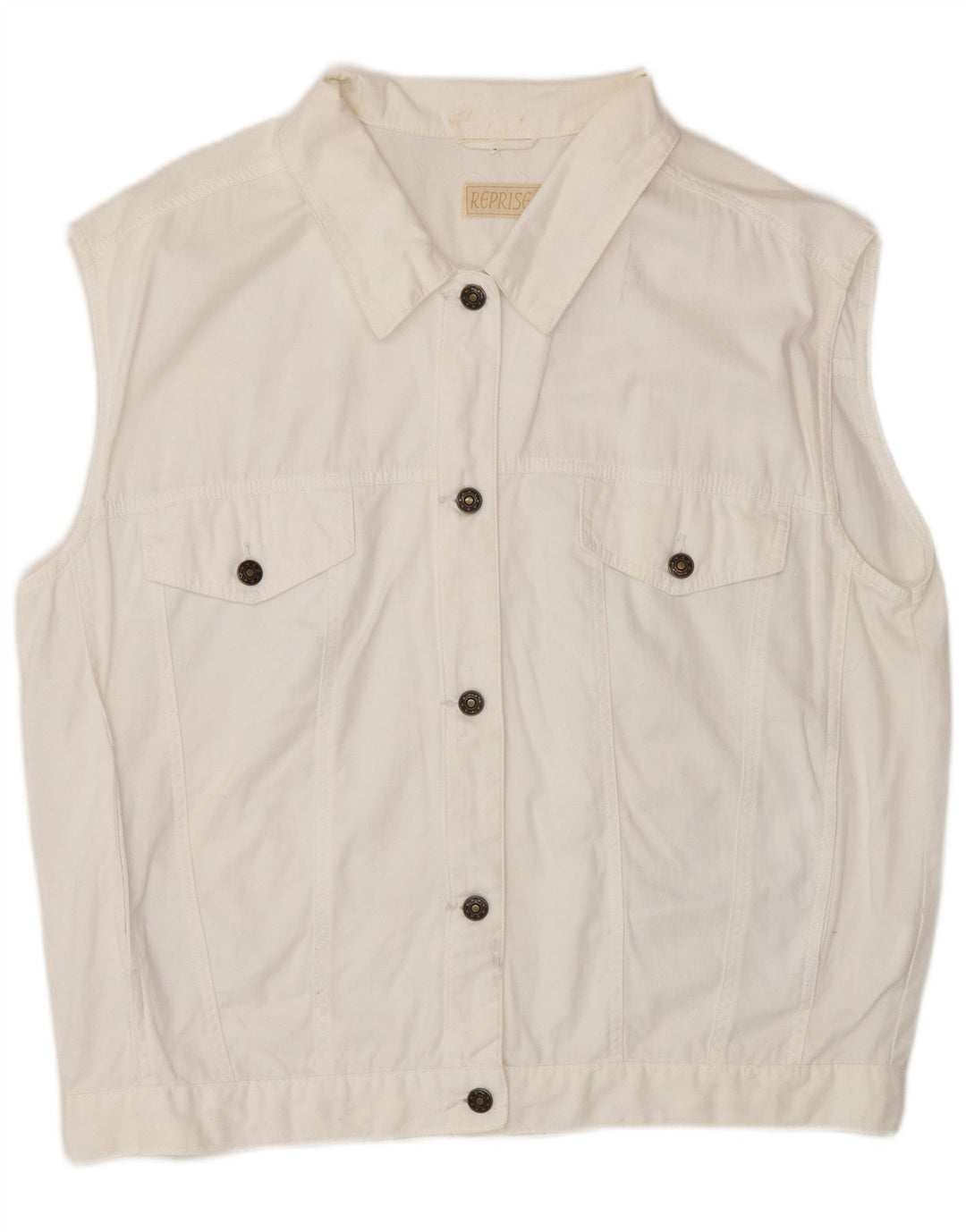 Colete jeans feminino Reprise IT 46 grande algodão branco