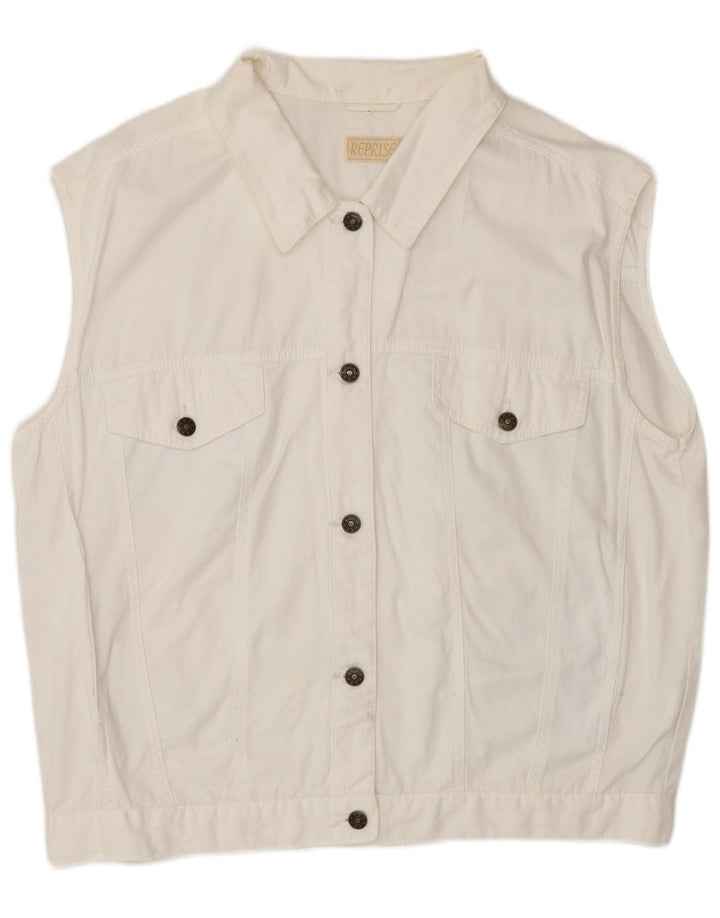 Colete jeans feminino Reprise IT 46 grande algodão branco