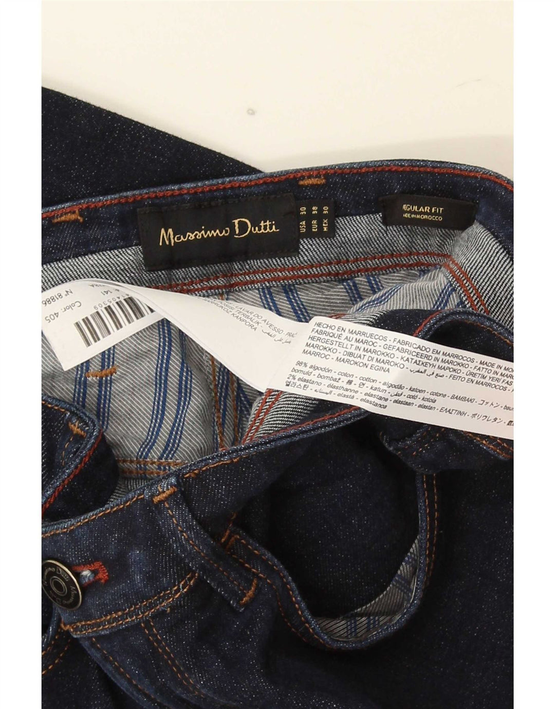 Jeans masculino Massimo Dutti Regular Fit Straight EU 38 Pequeno W30 L30 Azul marinho