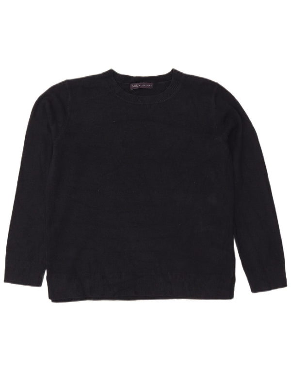 Suéter feminino Marks & Spencer com gola redonda Reino Unido 14 médio azul marinho