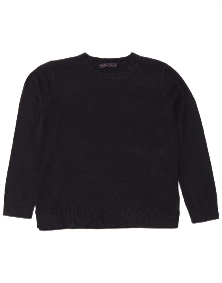 Suéter feminino Marks & Spencer com gola redonda Reino Unido 14 médio azul marinho