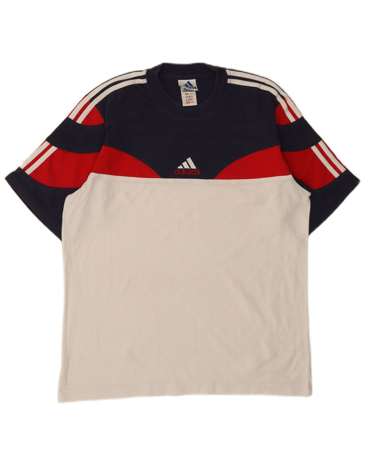 Adidas Mens T-Shirt Top UK 40/42 Médio Multicolorido Colourblock Algodão