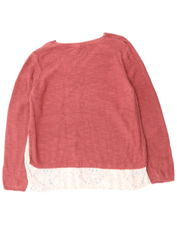 Suéter feminino FAT FACE com decote em V Reino Unido 16 grande algodão floral rosa