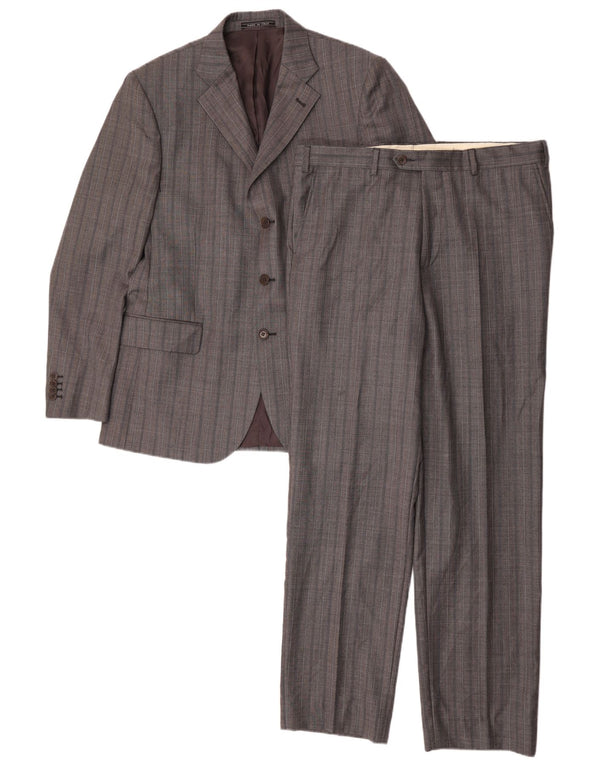 Loro Piana Masculino 3 botões 2 peças terno IT 52 XL W34 L32 lã listrada cinza