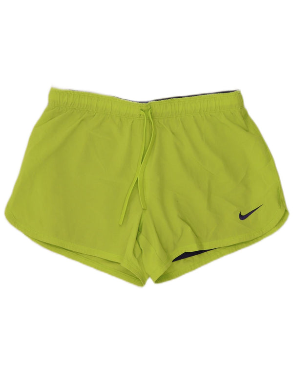 Shorts esportivos femininos NIKE Dri Fit UK 10 pequeno verde poliéster