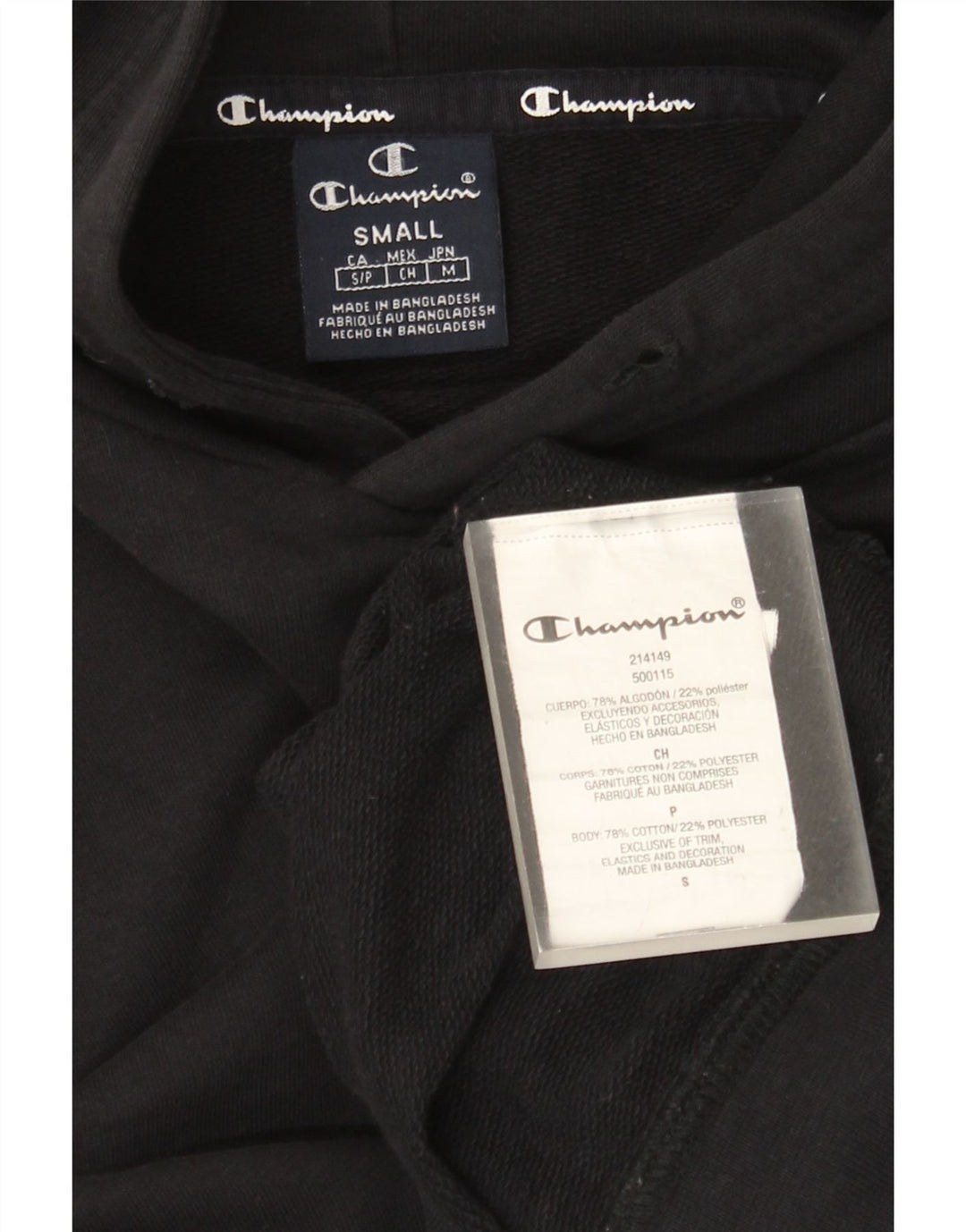 Jumper masculino com capuz Champion pequeno algodão preto