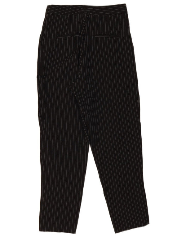 Calça chino feminina Topshop de cintura alta Reino Unido 6 XS W28 L26 risca de giz preta