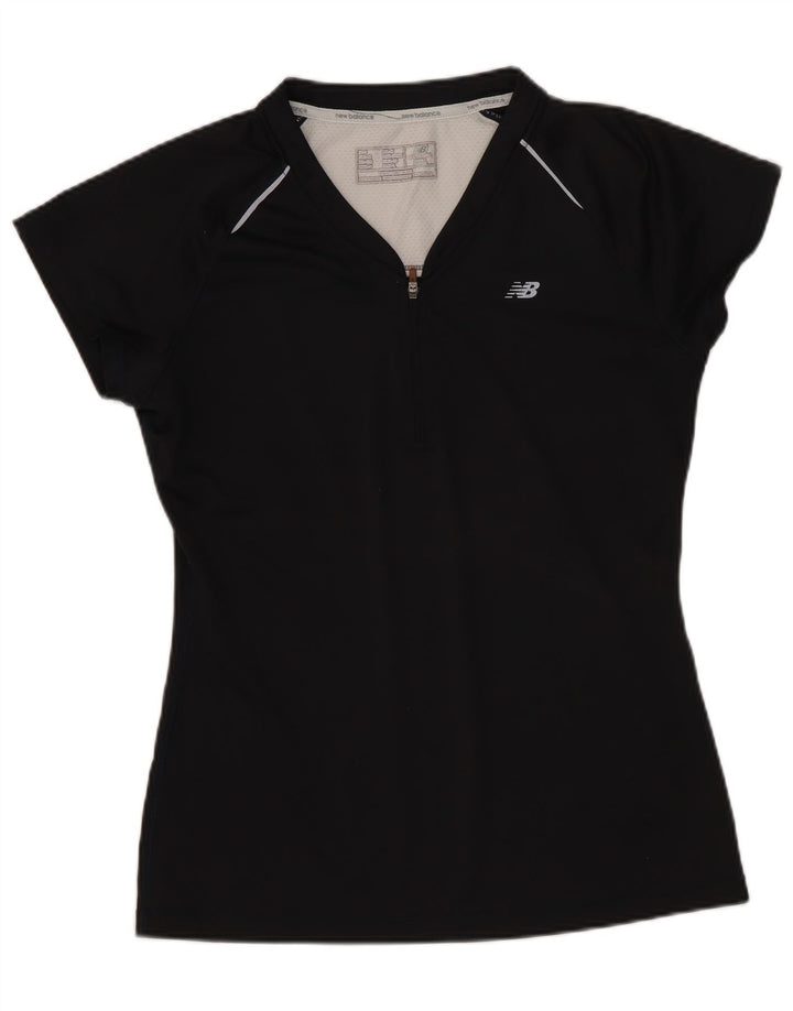Camiseta feminina New Balance UK 10 pequena preta colorblock poliéster