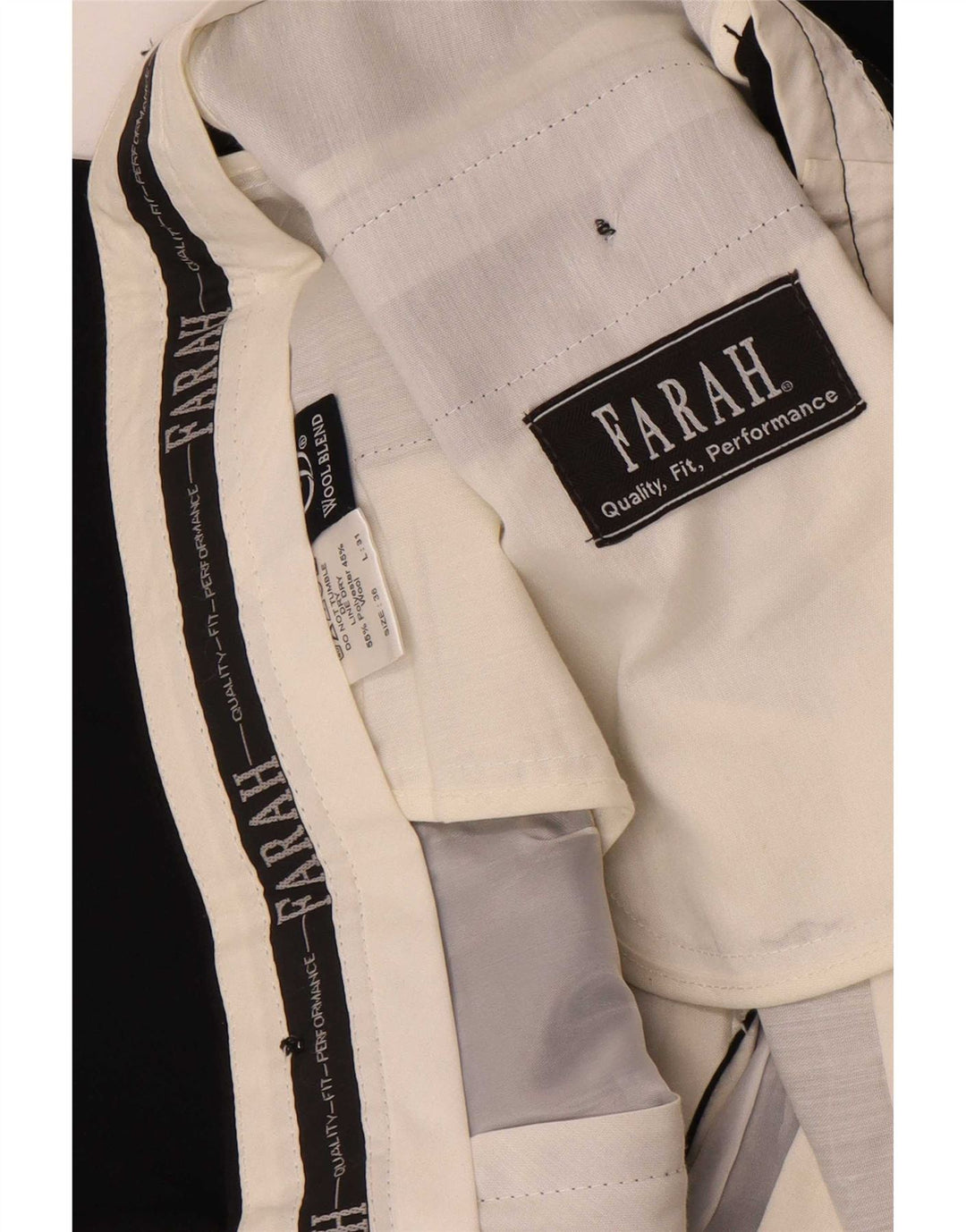 Calça masculina Farah de terno reto W36 L26 poliéster preto