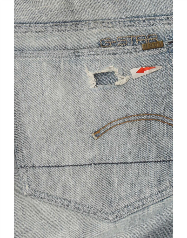 Calça jeans reta masculina G-Star desgastada W32 L34 algodão azul