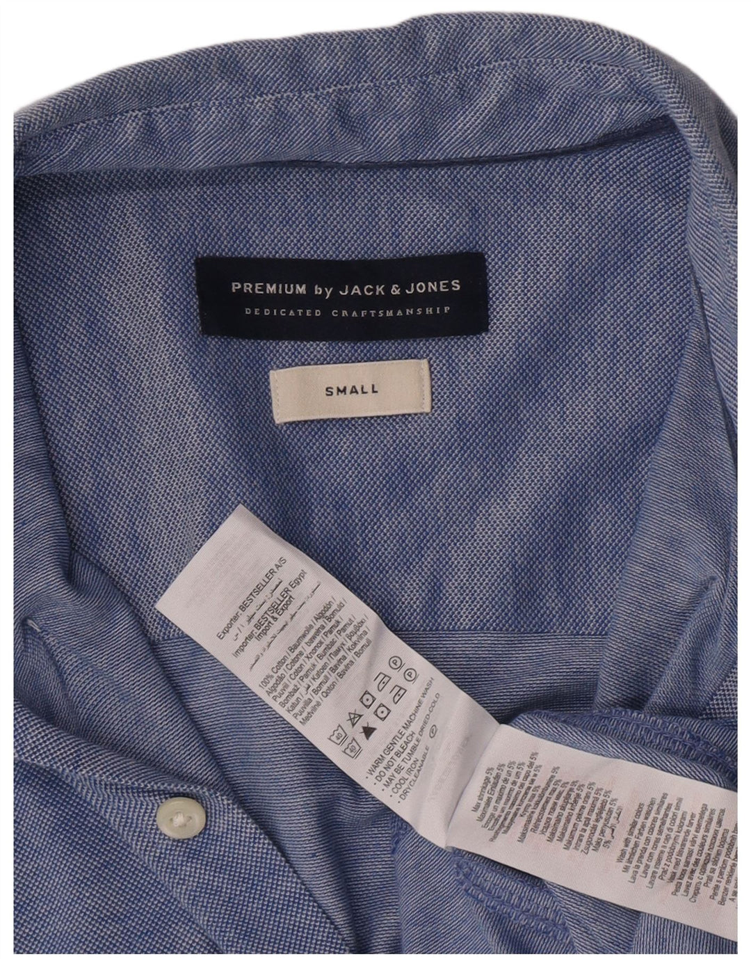 Camisa masculina Jack & Jones pequena azul algodão