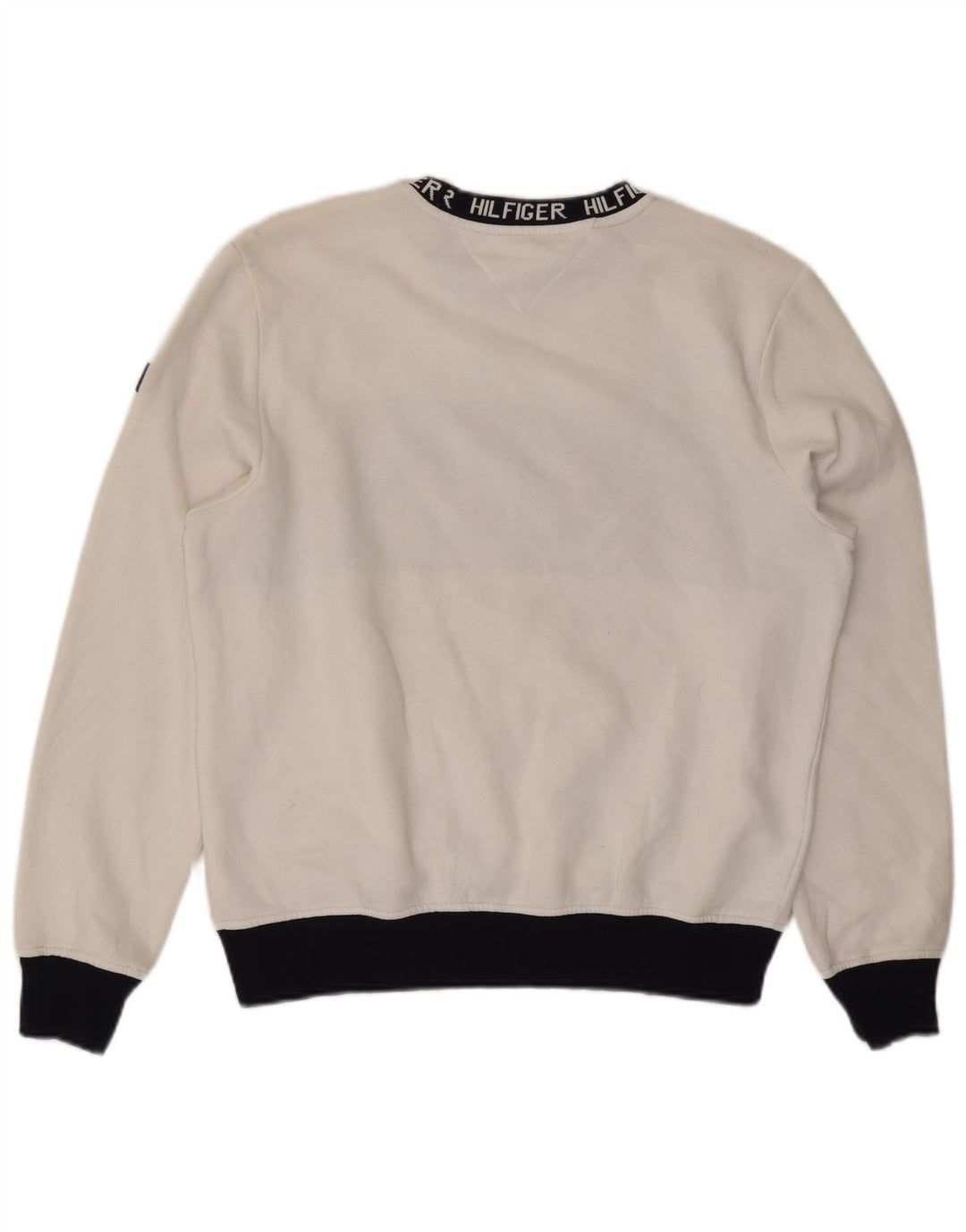Tommy Hilfiger moletom gráfico masculino jumper médio branco colorblock