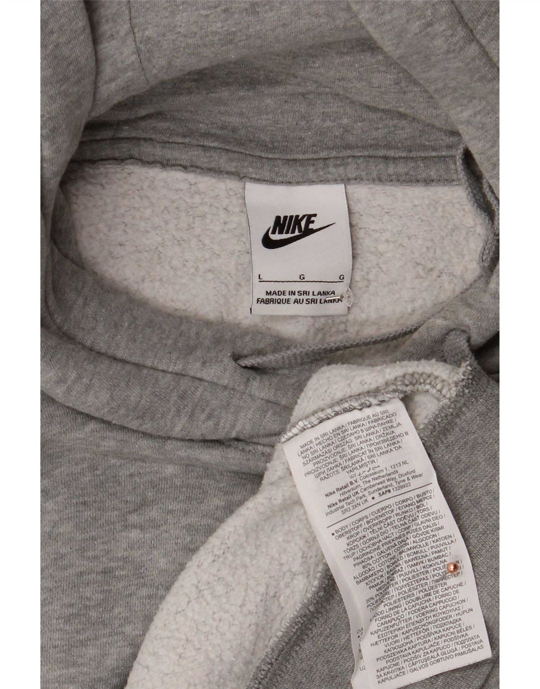Jumper com capuz masculino Nike grande algodão cinza