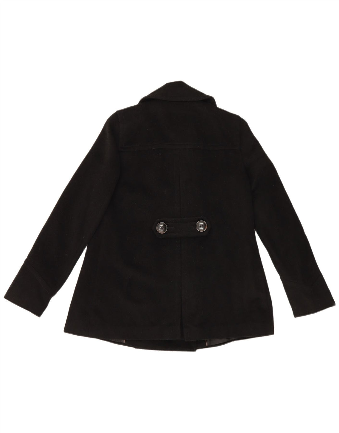 Zara Womens Pea Coat UK 8 Pequeno Acetato Preto
