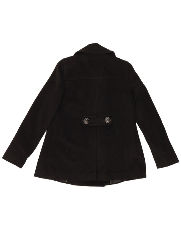Zara Womens Pea Coat UK 8 Pequeno Acetato Preto