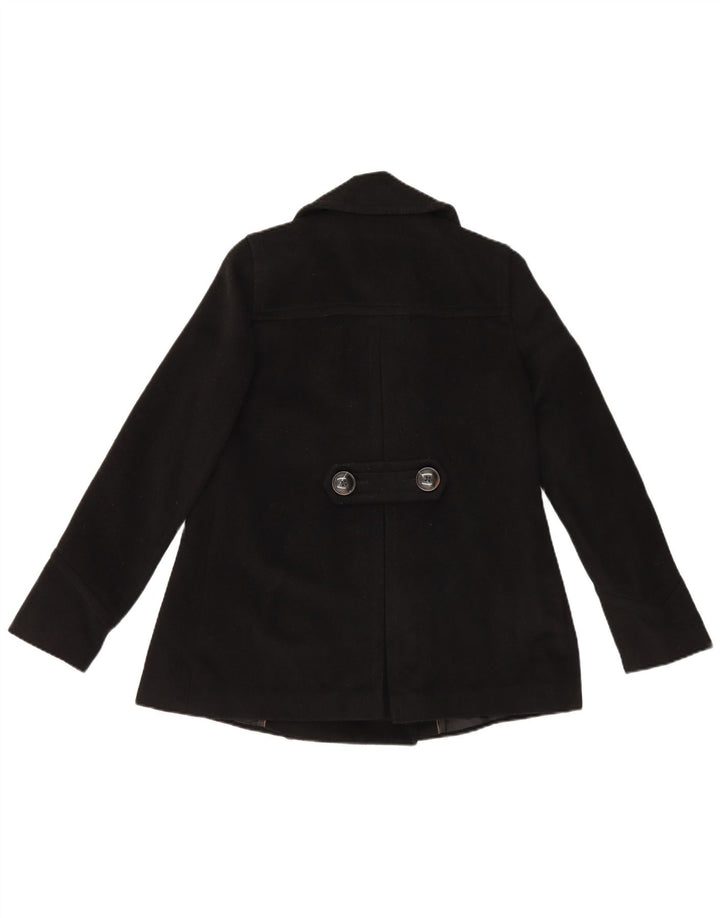 Zara Womens Pea Coat UK 8 Pequeno Acetato Preto